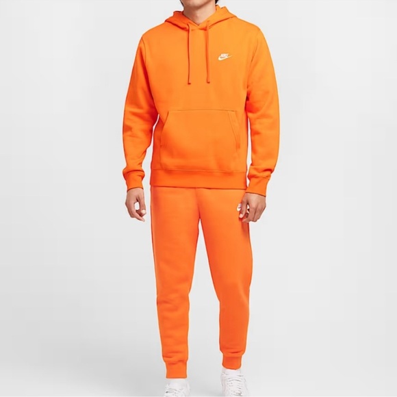 Nike Orange Hoodie & Jogger Sweatpants Set Men’s Small Swoosh Tracksuit